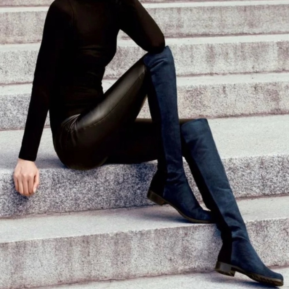 Stuart Weitzman 50/50 over the knee navy boots 🧵6